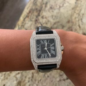 Crystal and Leather Watch Christian Van Sant watch